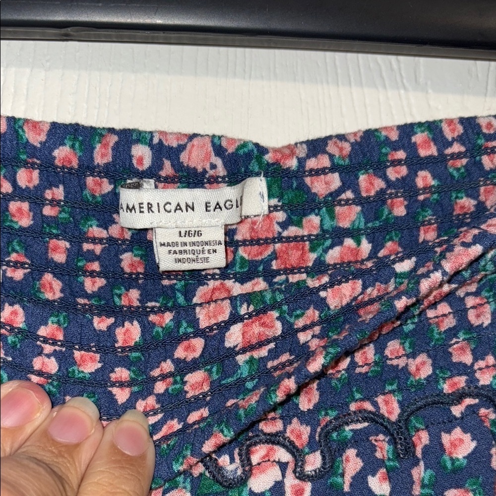 American Eagle Outfitters Navy and Pink Floral Mini Skirt - Picture 6 of 7